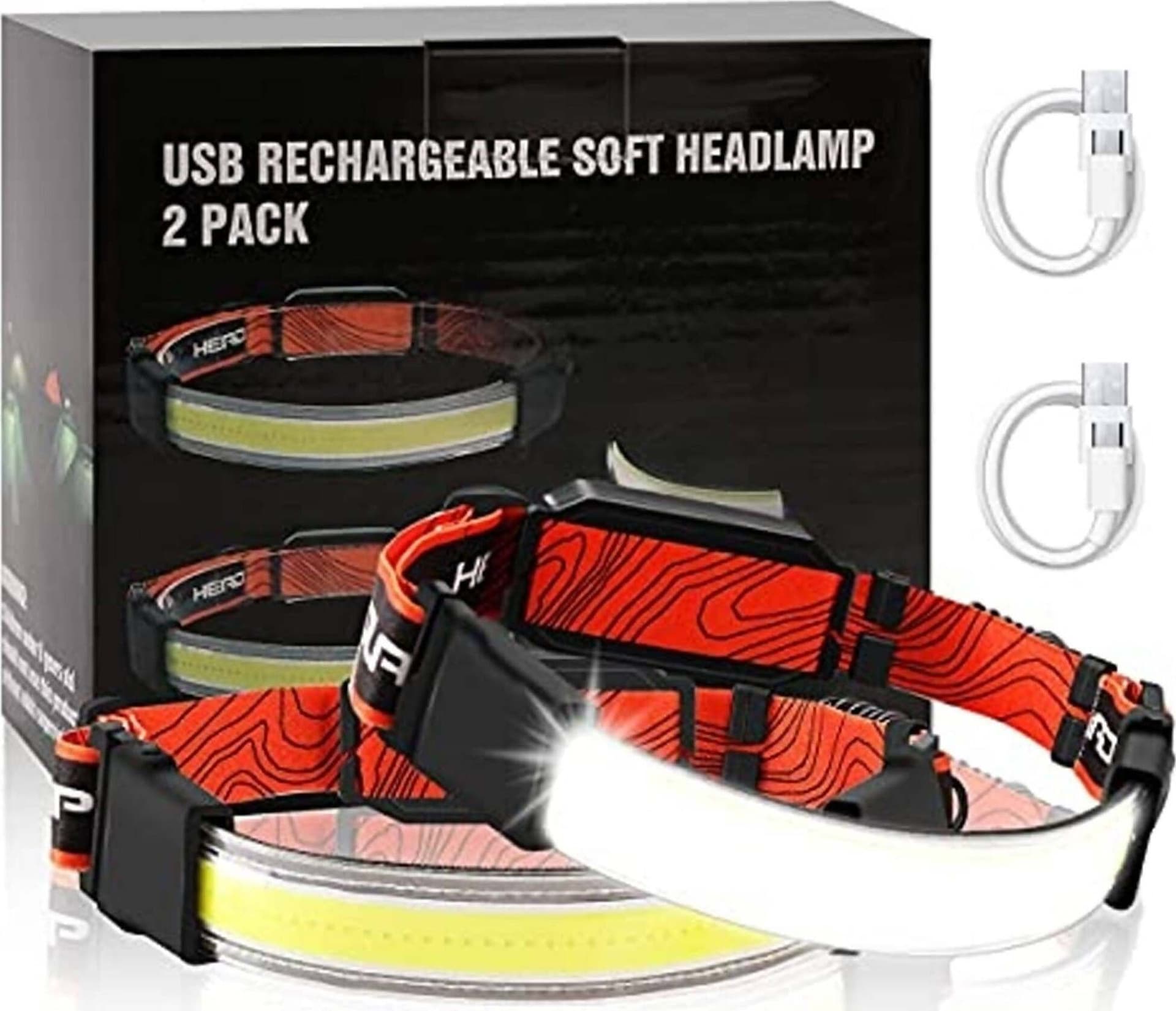Torcia Da Testa Ricaricabile Leggera Luce Elastica Durevole Angolo 220° 1000 Lumen Batteria Al Litio Da 1000 M Ah Con Cavo Usb 2 Pezzi Fai da te/Ferramenta/Torce/Lampade da testa BBuy - Battipaglia, Commerciovirtuoso.it
