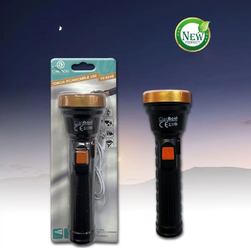 Torcia Elettrica Luce Led Ricaricabile Usb Per Campeggio Escursioni 17cm Tx-8348 Fai da te/Sicurezza e protezione/Torce/Torce elettriche portatili (standard) Trade Shop italia - Napoli, Commerciovirtuoso.it