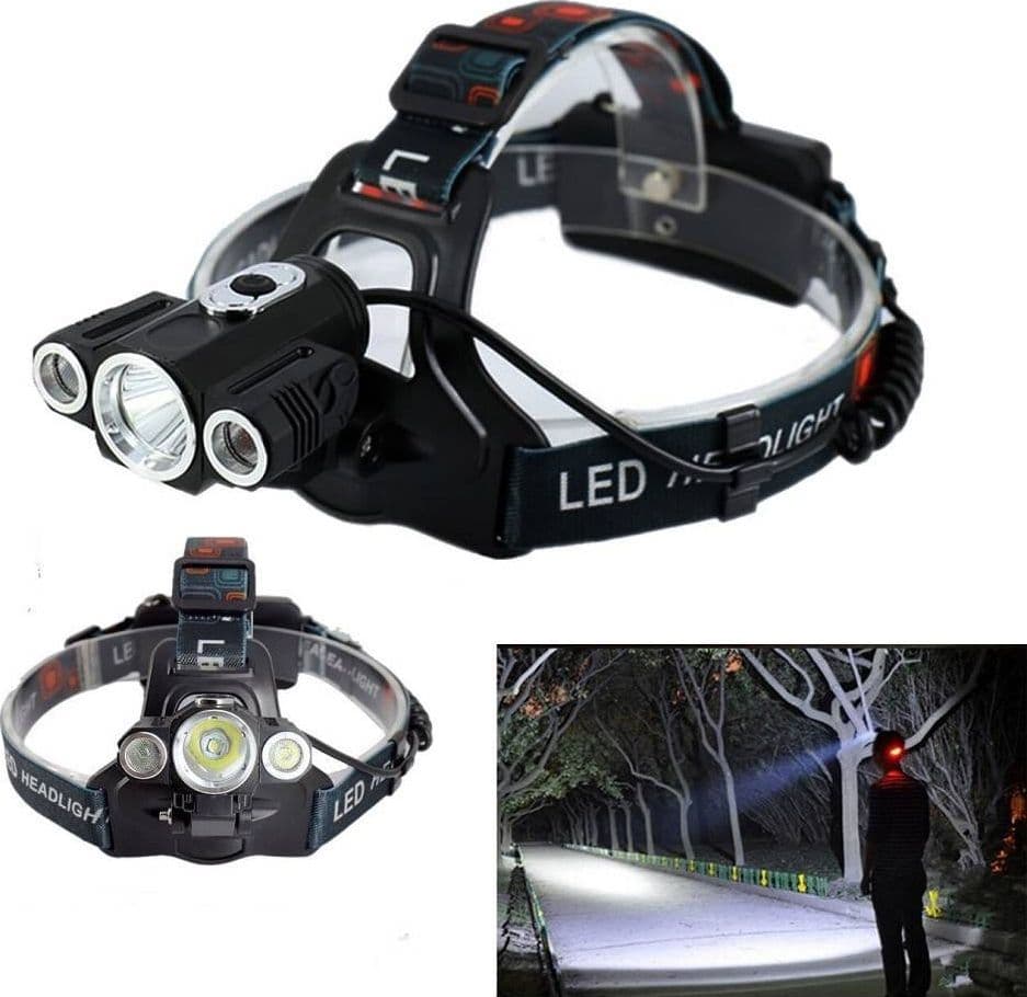 Torcia Lampada Frontale Led Ricaricabile 3led 5000 Lumen Cree T6 100mt 180? 1825 Fai da te/Sicurezza e protezione/Torce/Torce elettriche portatili (standard) Trade Shop italia - Napoli, Commerciovirtuoso.it
