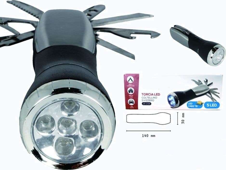 Torcia Led Cree T6 5 Led Ricaricabile Con Coltellino Svizzero Campeggio Dt-2104 Casa, arredamento e bricolage > Bricolage e fai da te > Torce Trade Shop italia - Napoli, Commerciovirtuoso.it