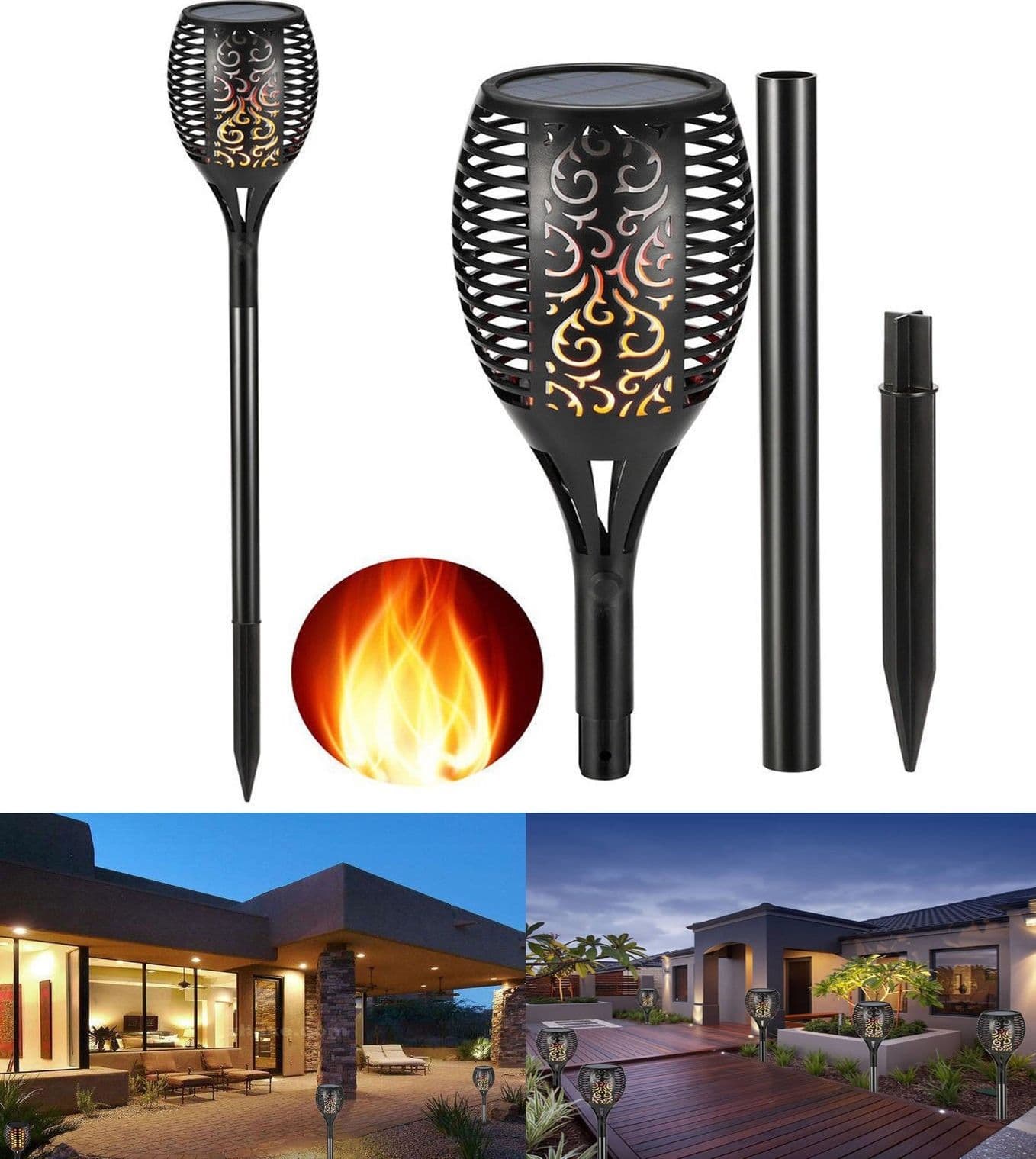 Torcia-Solare-96-Led-Fiamma-Lampada-Solare-Esterno-Impermeabile-Giardino-Sl-306