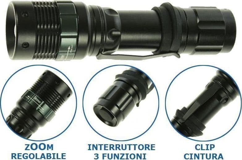 TORCIA TATTICA MILITARE CREE LED MOD POLICE 5000 LUMEN NERO CON ATTACCO CINTURA Fai da te/Sicurezza e protezione/Torce/Torce elettriche portatili (standard) Trade Shop italia - Napoli, Commerciovirtuoso.it