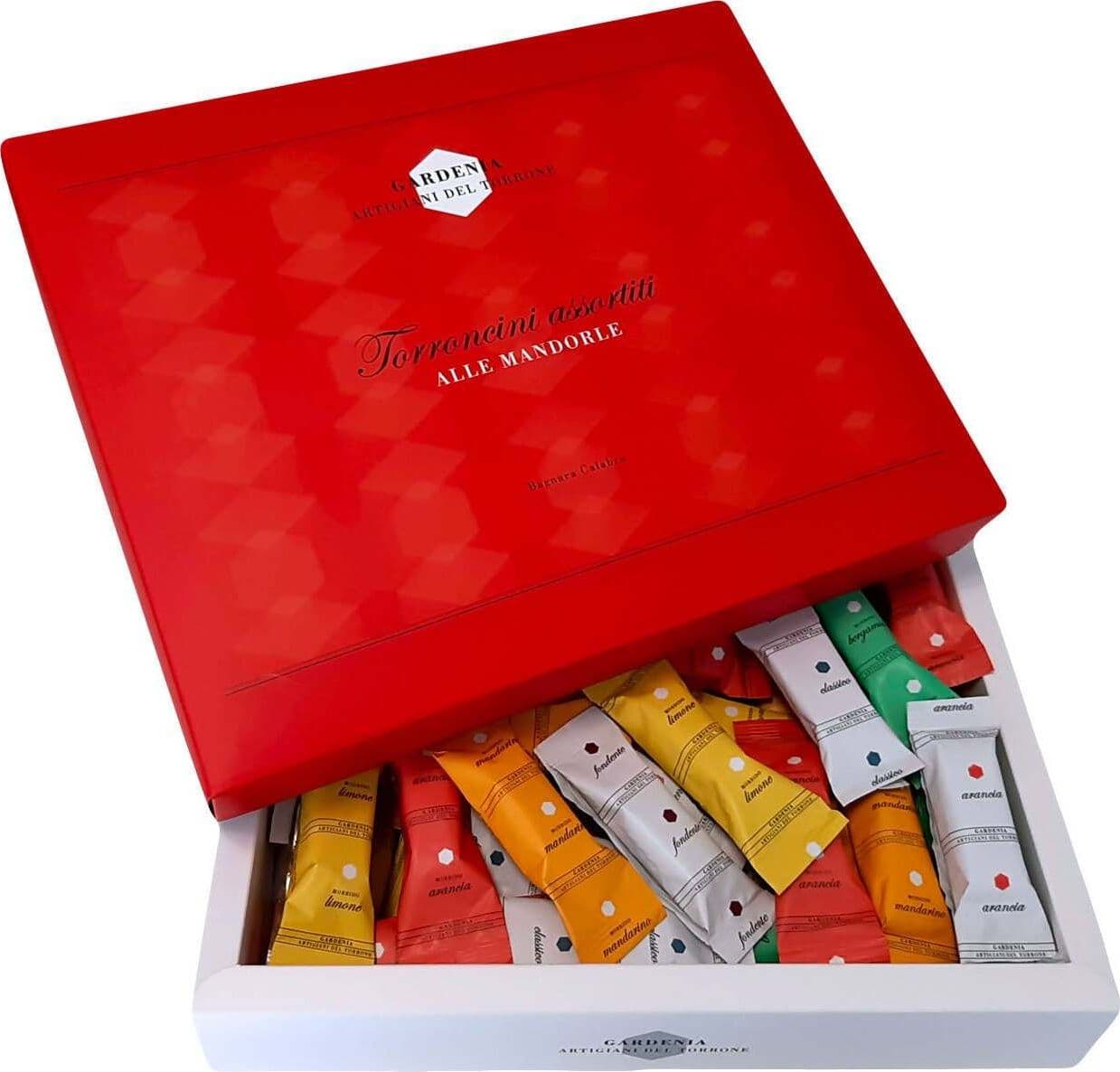 Torroncini Artigianali Assortiti Alle Mandorle Torroni Morbidi E Friabili Confezione Idea Regalo Natale "satin Red" - 850g