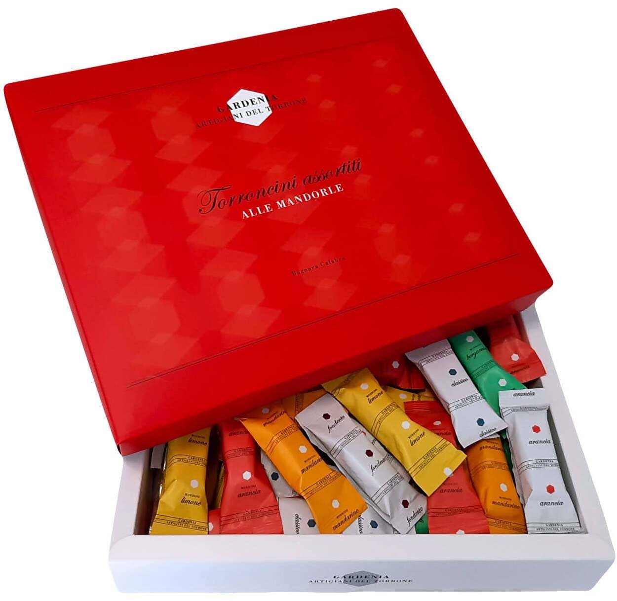 Torroncini Artigianali Assortiti Alle Mandorle Torroni Morbidi E Friabili Confezione Idea Regalo Natale "satin Red" - 850g in Torrone Gardenia Artigiani Del Torrone - Bagnara Calabra, commercioVirtuoso.it