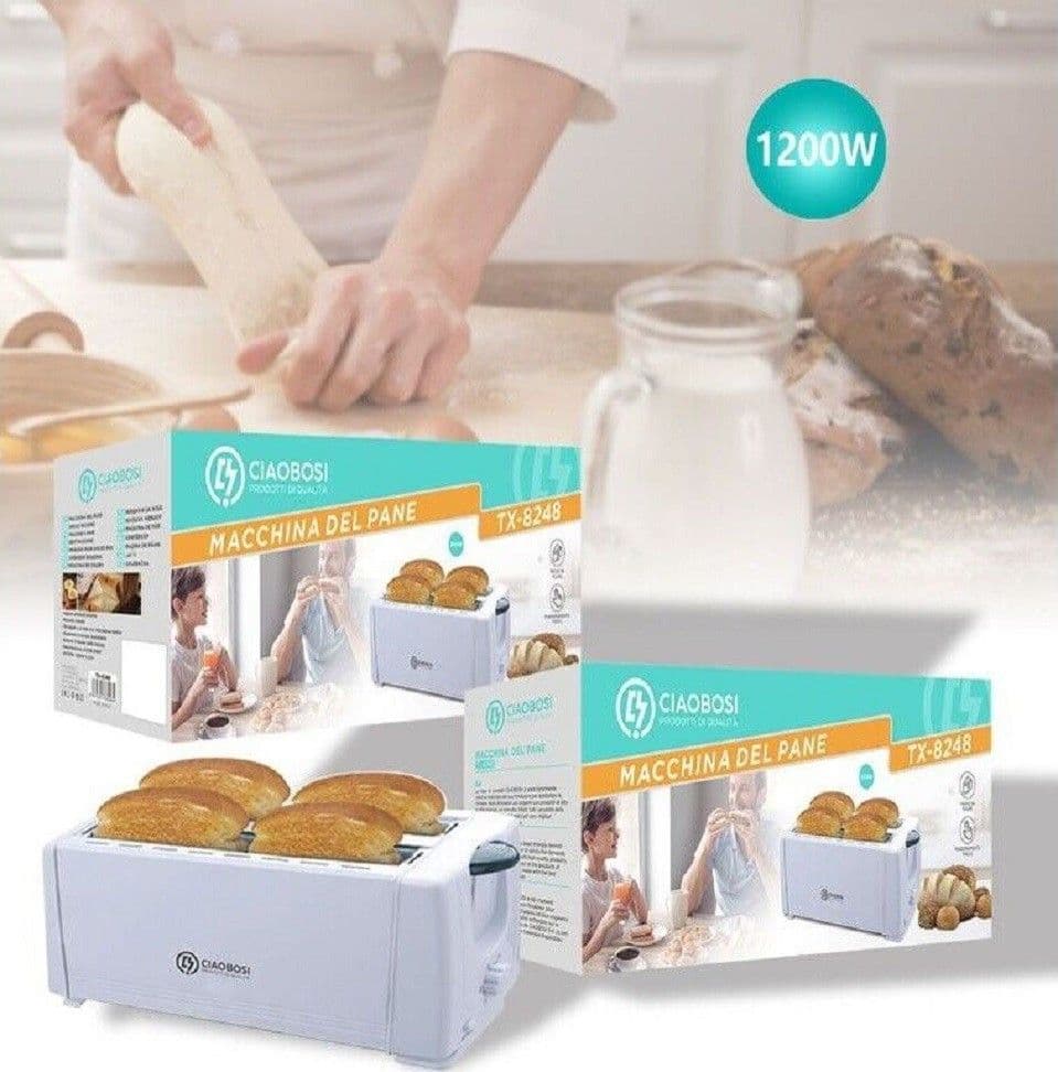 TOSTAPANE CLASSICO TOSTA FETTE PANE MULTIFUNZIONE 1200W VASSOIO BRICIOLE TX-8248