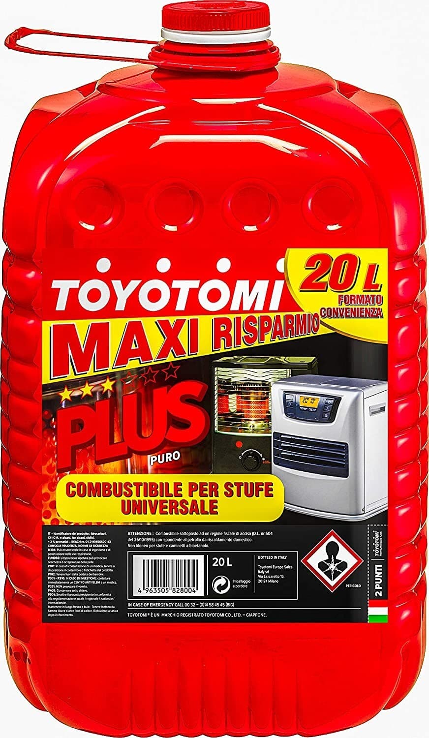 Toyotomi Tanica Combustibile Liquido Puro Toyotomi Plus Lt 20 per Stufe a combustibile, Aromatici Giardino e giardinaggio/Riscaldamenti e bracieri da esterno/Parti e accessori per riscaldamenti da esterno/Combustibile Ferus - Montoro, Commerciovirtuoso.it