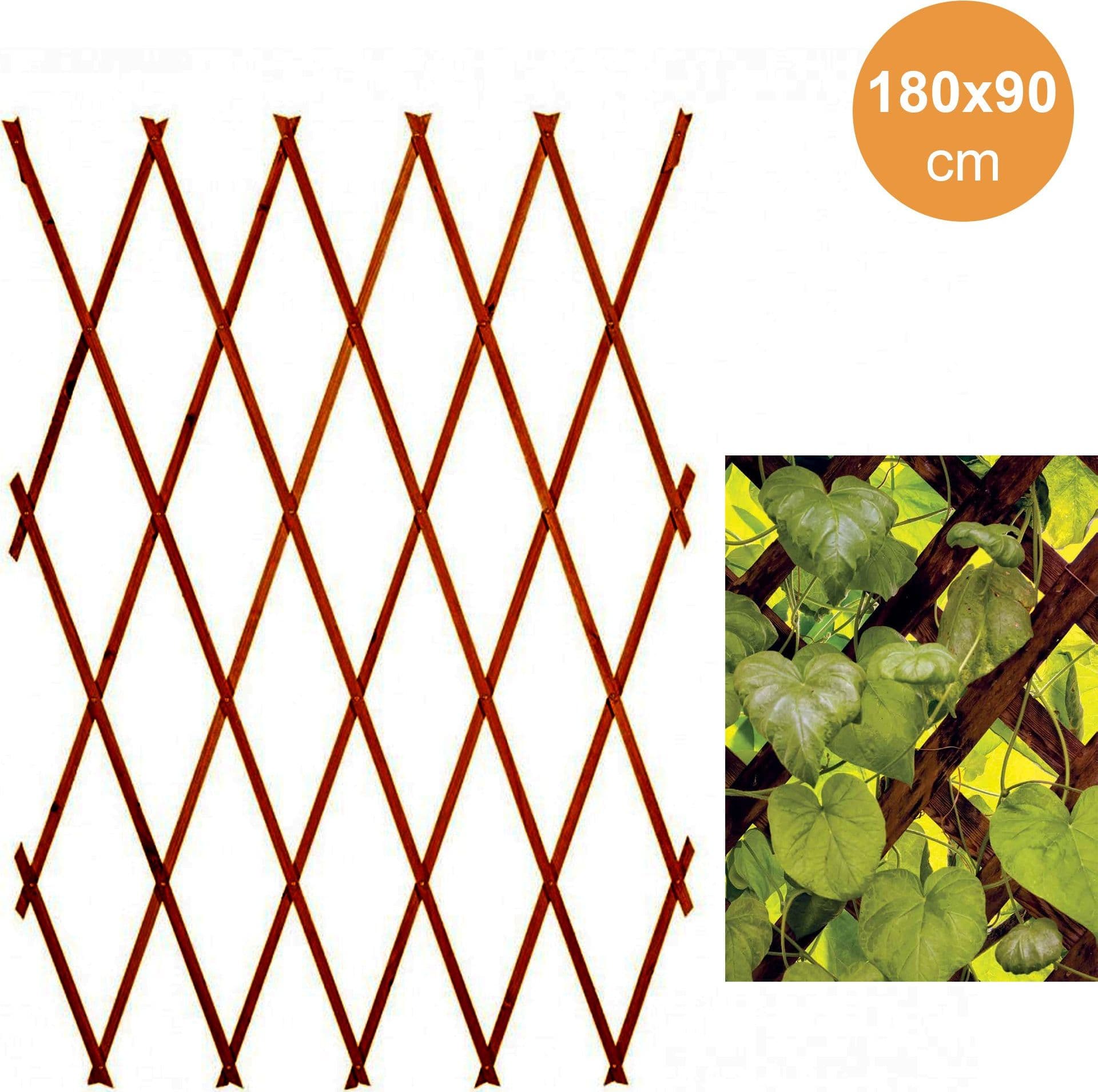 TRALICCIO RETE ESTENSIBILE IN LEGNO SCURO PER PARETE DA GIARDINO PIANTE 180X90cm Trade Shop italia - Napoli, Commerciovirtuoso.it