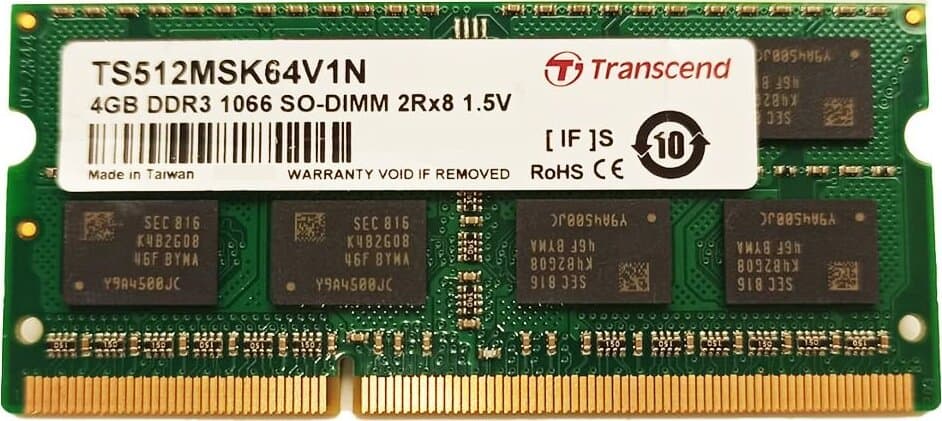 Transcend Memoria RAM 4 GB DDR3 1066 TS512MSK64V1H per portatili notebook in 85cento.it - Potenza, commercioVirtuoso.it