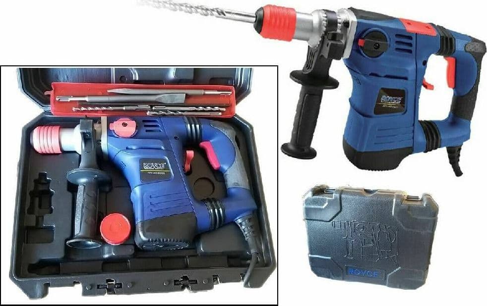 TRAPANO SCALPELLATORE MARTELLO DEMOLITORE 2050W 40MM TASSELLATORE 5 ACCESSORI
