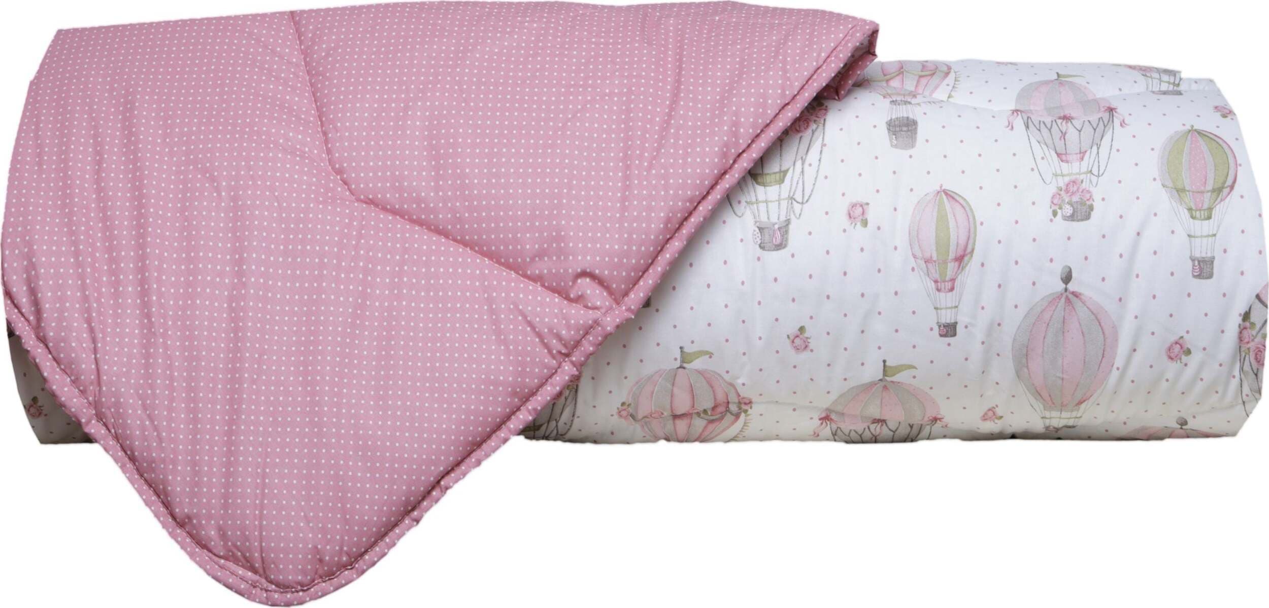 Trapunta Piumone Letto Singolo, Matrimoniale E Piazza E Mezza Invernale Tessuto 100% Cotone Imbottitura Calda 350 Gr/mq Morbida Avvolgente Made in Italy Mongolfiere Rosa 350 Gr/mq Diverse Misure