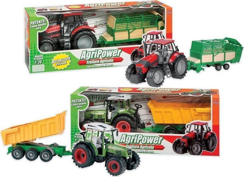 TRATTORE MOTORIZZATO A FRIZIONE CON ACCESSORIO DI LAVORO 2 COLORI BAMBINI 3+