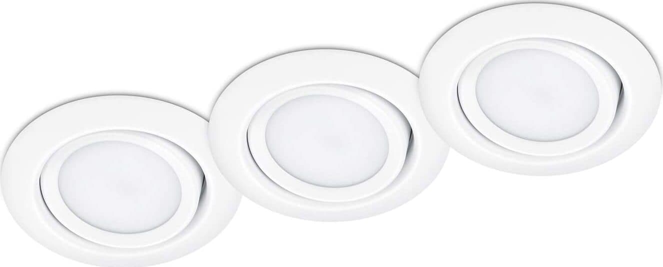 TRIO---KIT-3-FARETTI-LED-RILA-DA-INCASSO-TONDI-BIANCHI-OPACHI-3x-SMD-LED,-5W-·-3x-450lm,-3000K