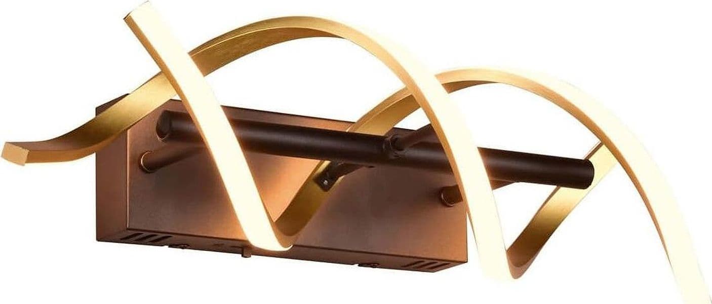 TRIO-LEUCHTEN---APPLIQUE-SEQUENCE-A-LED-SPIRALE-METALLO-OTTONE-E-NERO-CON-REGOLAZIONE-INTENSITA'-E-TEMPERATURA-LUCE-CON-INTERRUTTORE-H.-47CM