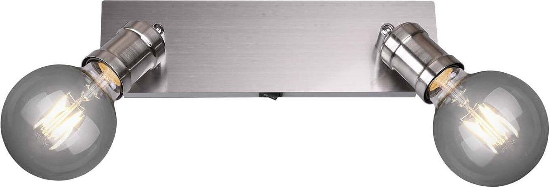 TRIO-LEUCHTEN---BARRA-2-SPOTS-CARL-IN-METALLO-ACCIAIO-CON-INTERRUTTORE-LUNGHEZZA-30CM