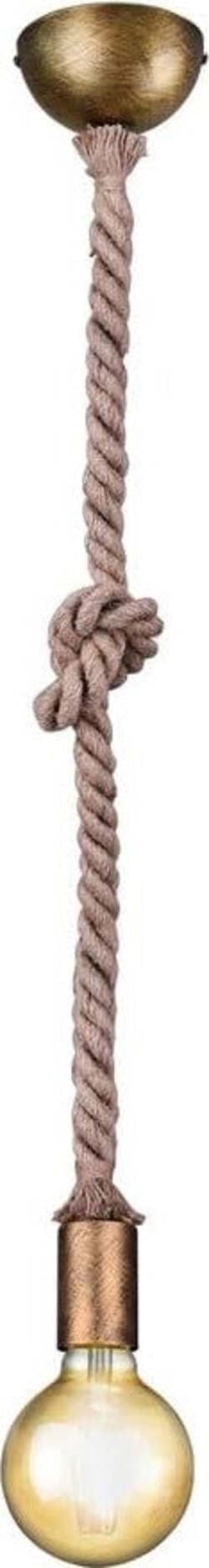 TRIO-LEUCHTEN---LAMPADARIO-A-SOSPENSIONE-ROPE-CORDA-ANNODATA-OTTONE-ANTICATO