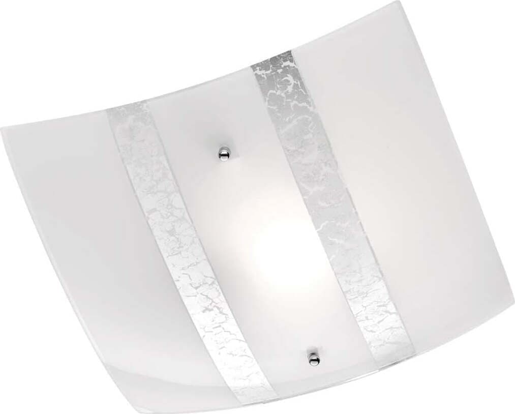 TRIO-LEUCHTEN---NIKOSIA-PLAFONIERA-VETRO-BIANCO-DECORO-FOGLIA-ARGENTO-30X30CM