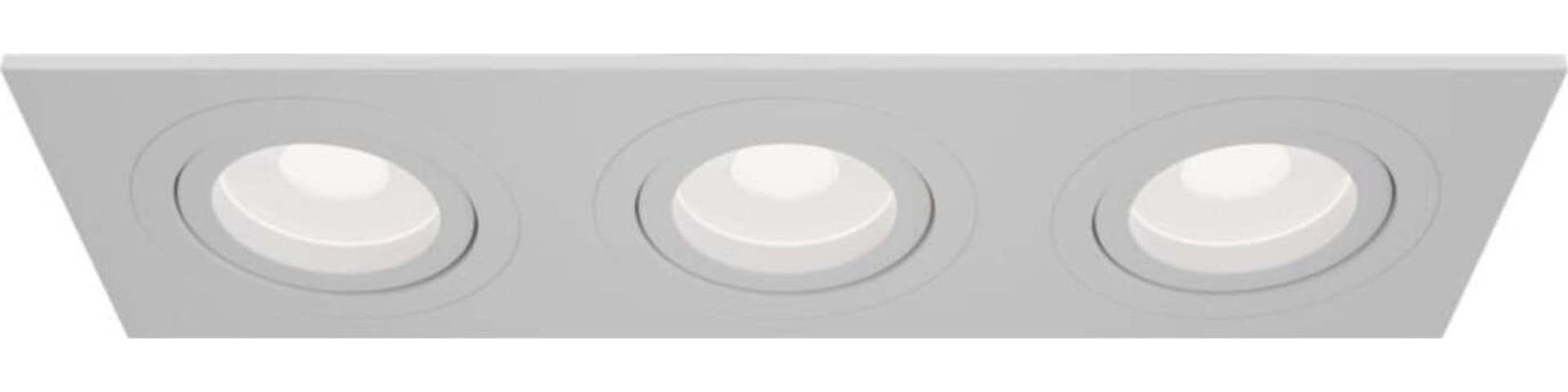 Triplo-Faretto-Da-Incasso-Moderno-Atom-Alluminio-Bianco-3-Luci-Diffusori-Tessile