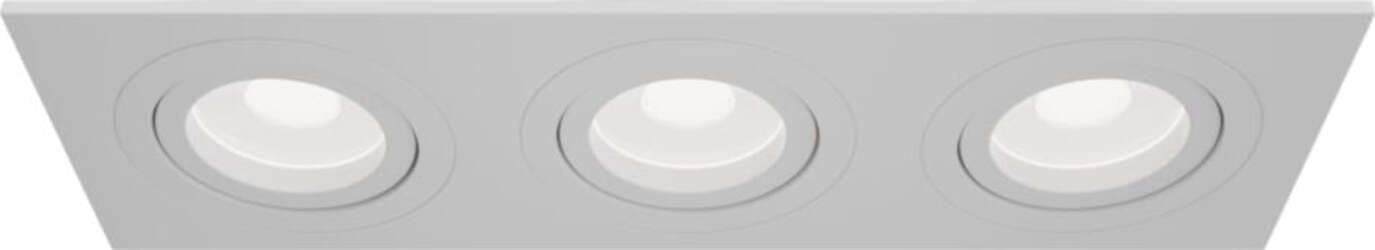 Triplo-Faretto-Da-Incasso-Moderno-Atom-Alluminio-Bianco-3-Luci-Diffusori-Tessile