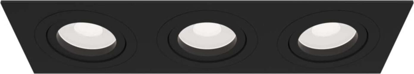 Triplo-Faretto-Da-Incasso-Moderno-Atom-Alluminio-Nero-3-Luci-Diffusori-Tessile