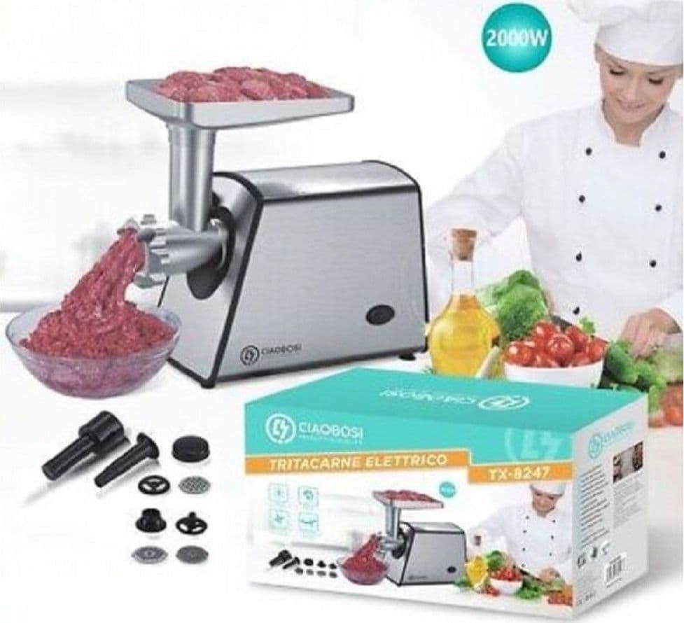 Tritacarne Elettrico Tx-8247 Accessori 2000 W Ideale Per Tritare Salsicce Kebbe Casa e cucina/Elettrodomestici per la cucina/Elettrodomestici speciali/Tritacarne Trade Shop italia - Napoli, Commerciovirtuoso.it