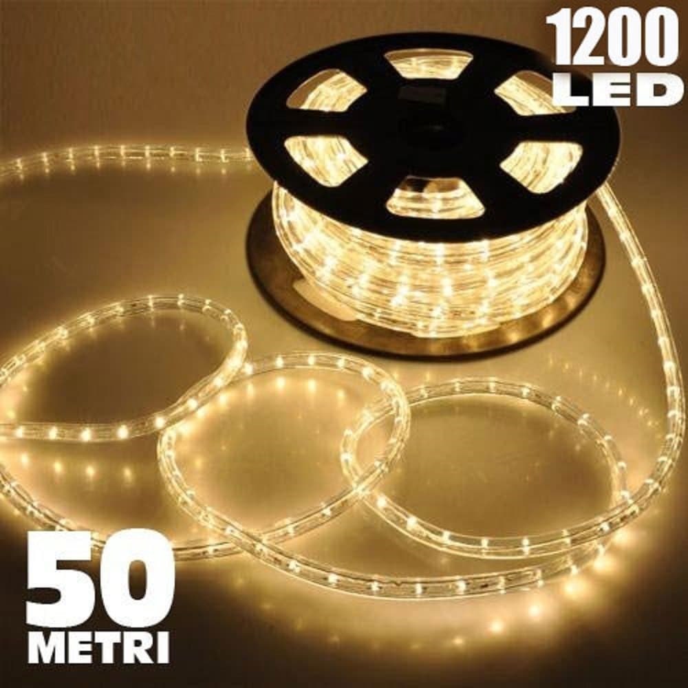 Tubo Luminoso 1200 Led 50 Mt Bianco Caldo Uso Esterno Controller 8 Giochi Luce Prodotti Natalizi Trade Shop italia - Napoli, Commerciovirtuoso.it