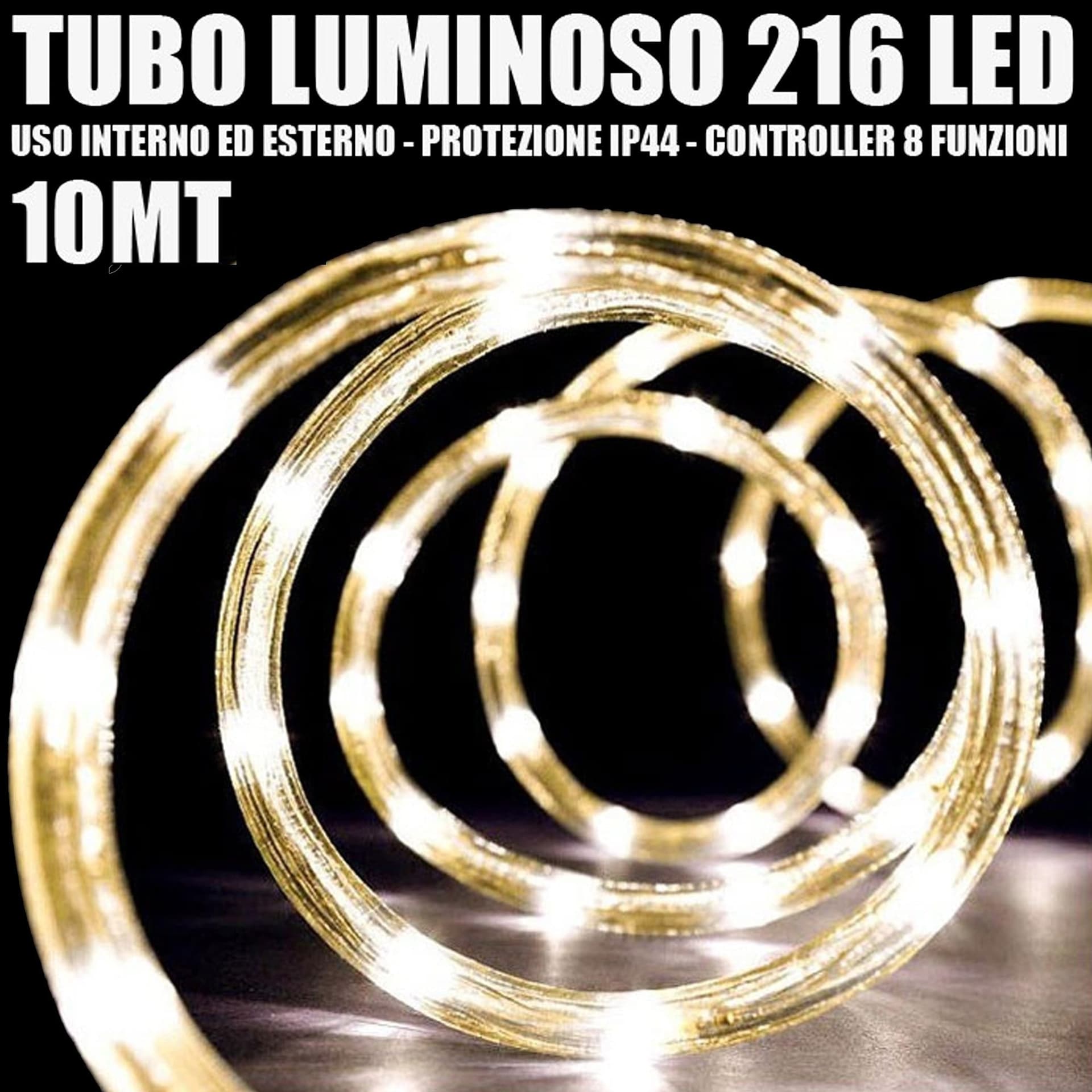 Tubo Luminoso 216 Led Bianco Caldo 10 Mt 3vie Uso Interno/esterno + Controller in Catene luminose per esterni Trade Shop italia - Napoli, commercioVirtuoso.it