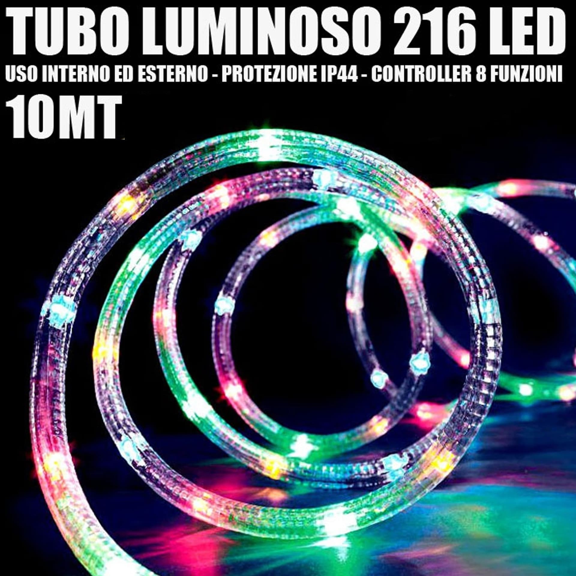 Tubo-Luminoso-216-Led-Multicolor-10-Mt-3vie-Uso-Interno/esterno-+-Controller