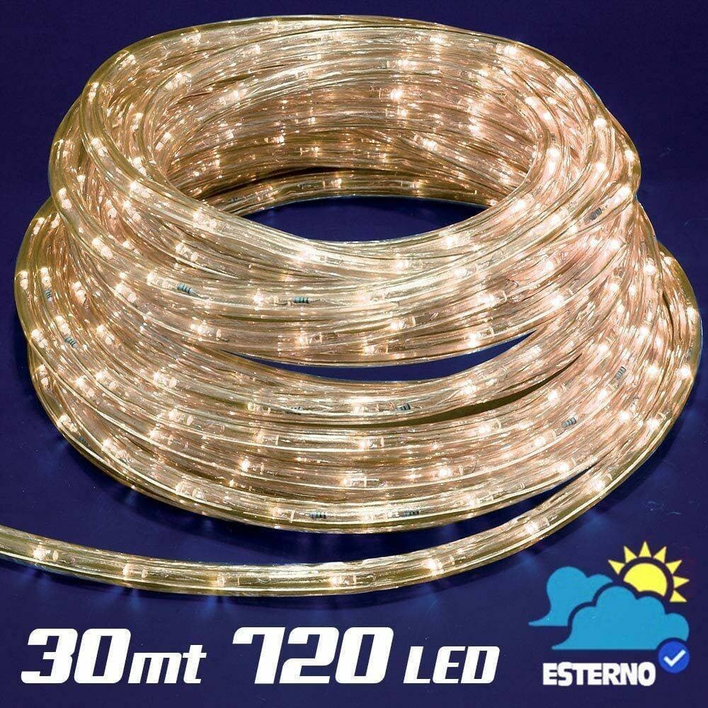 Tubo-Luminoso-30-Metri-Led-Bianco-Caldo-720-Luci-Per-Interno-E-Per-Esterno