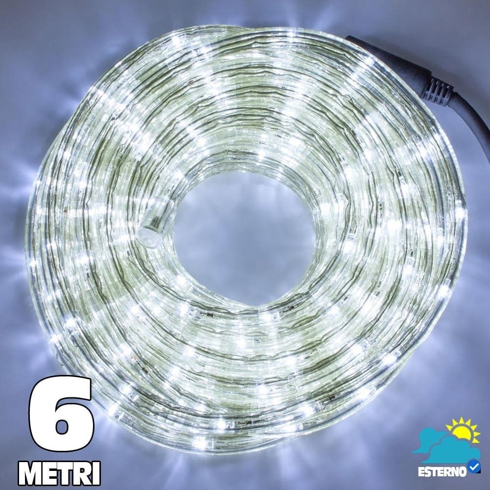 TUBO LUMINOSO A 108 LED PER ESTERNO 6 METRI DI LUCI BIANCO FREDDO CON CONTROLLER Trade Shop italia - Napoli, Commerciovirtuoso.it