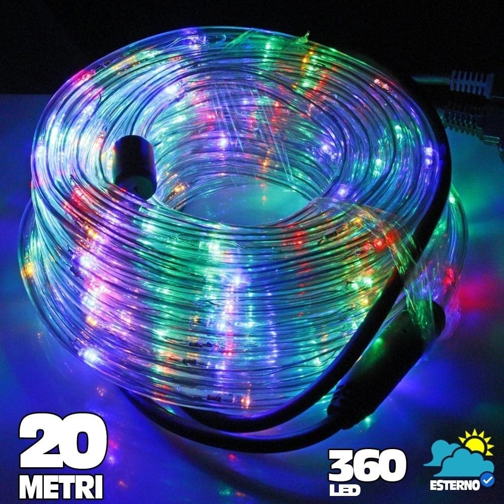 Tubo Luminoso A Led 360 Luci Multicolor 20 Metri Per Uso Esterno + Controller Casa e cucina/Decorazioni per interni/Addobbi e decorazioni per ricorrenze/Decorazioni natalizie/Luci natalizie/Catene luminose per esterni Trade Shop italia - Napoli, Commerciovirtuoso.it