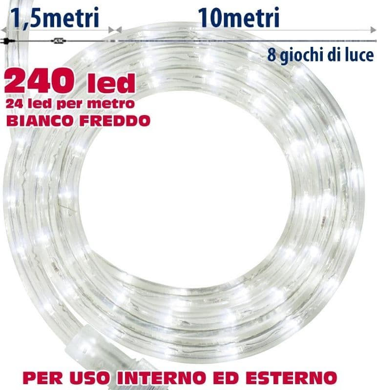 Tubo Luminoso Natalizio 10 Metri Led Bianco Freddo Con Controller 8 Funzioni in Nastri LED Trade Shop italia - Napoli, commercioVirtuoso.it