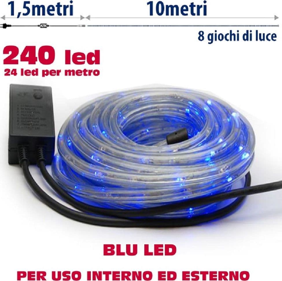 Tubo Luminoso Natalizio 10 Metri Led Blu Con Controller Giochi 8 Funzioni Prodotti Natalizi Trade Shop italia - Napoli, Commerciovirtuoso.it