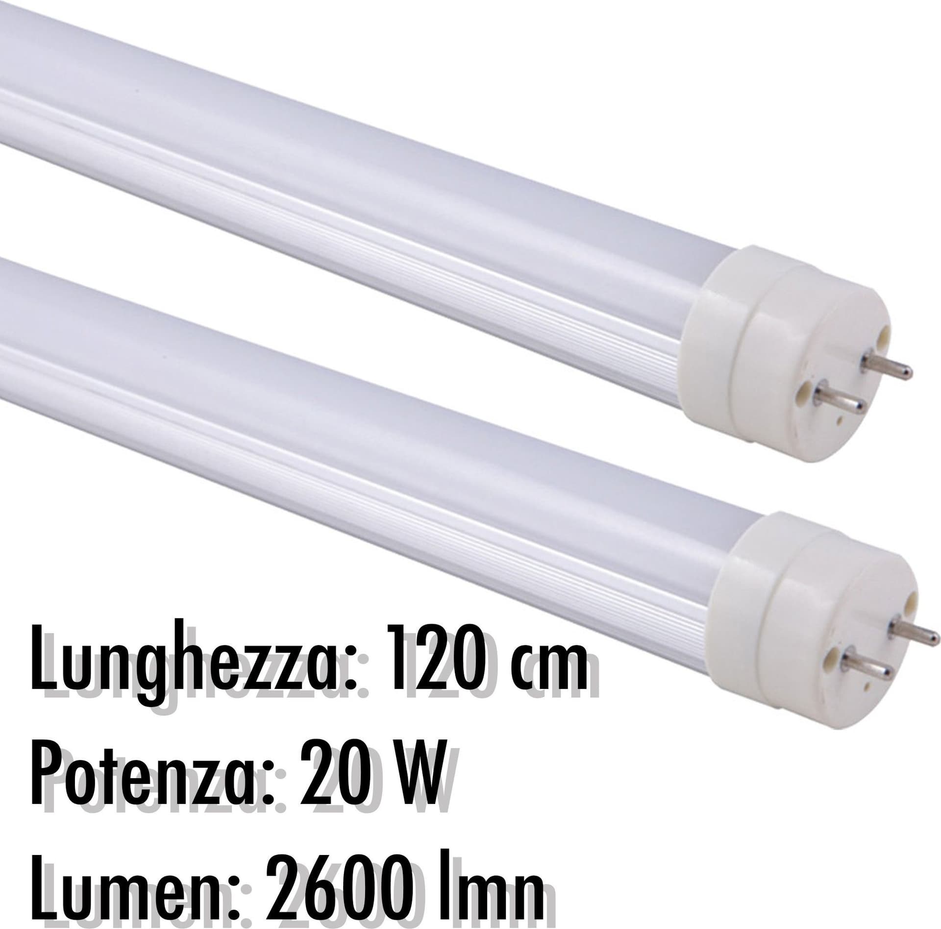 TUBO NEON A LED T8 20 W WATT 2600 LMN CON COPERTURA OPACA DA 120 CM LUCE BIANCA Trade Shop italia - Napoli, Commerciovirtuoso.it