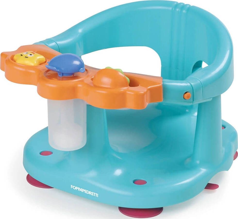 Tuffetto Seggiolino Da Bagno Foppapedretti Azzurro E Arancio Seduta Seggiolino Bagno per Bambini Sistema a Ventosa E Bracciolo Di Protezioni Con Giochi Educativi 24,5x38,5x 30 Cm Prima infanzia/Igiene e benessere/Bagnetto/Sedili da bagno Mondo Bimbo - Bagnara Calabra, Commerciovirtuoso.it