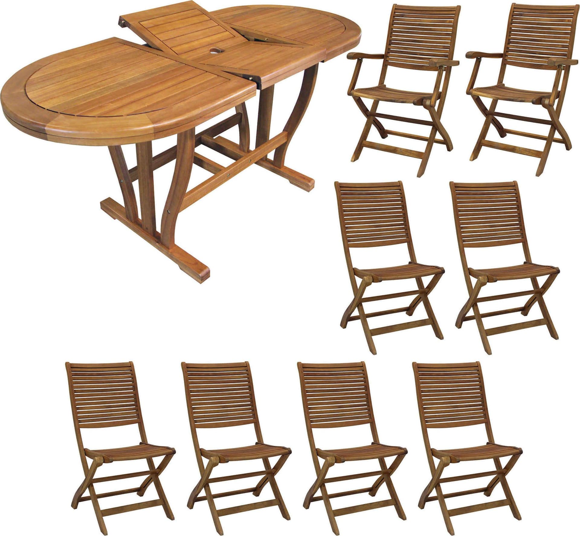 TURRIS---set-tavolo-da-giardino-allungabile-180/240x100-compreso-di-6-sedie-e-2-poltrone-in-legno-massiccio-di-acacia-Marrone-Milani-Home