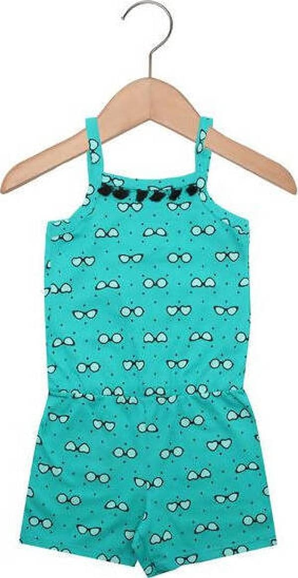 Tuta Bambina Estiva Completo Verde Acqua 100% Cotone Estivo Bimba Mono Pezzo Estate Shorts Canotta Completino Kyly