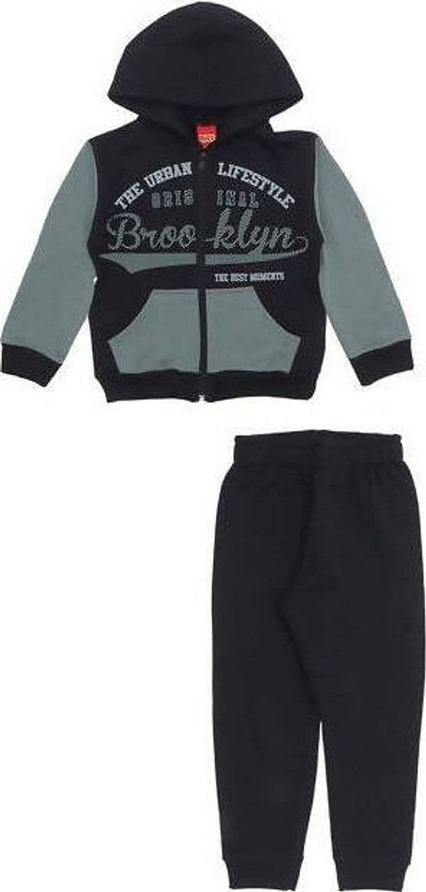 Tuta Bambino Completo 100% Cotone Felpa con Cappuccio Nera Verde Brooklyn + Pantalone Tuta Nero Elastico Completino Sport Bimbo TUTA Piccole Canaglie - Tropea, Commerciovirtuoso.it