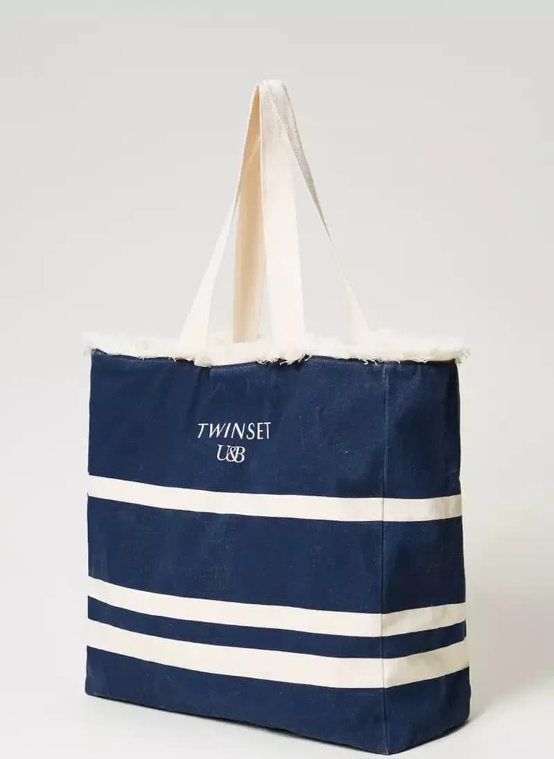 TWINSET-|-Borsa-shopper-in-canvas-con-righe