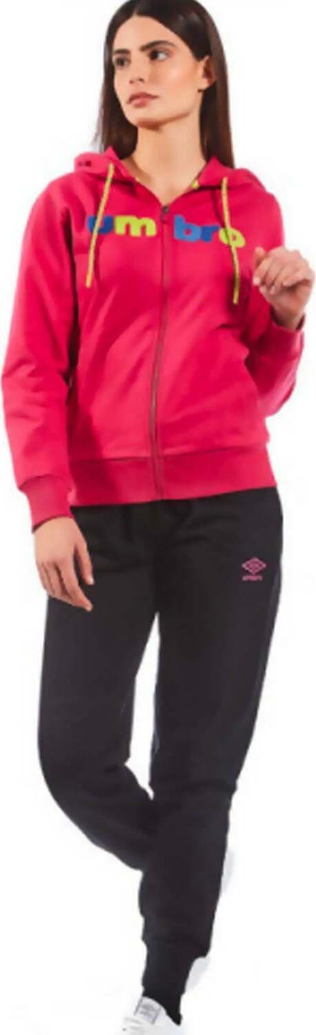 Umbro Tuta Donna Cotone Felpato Con Cappuccio Full Zip E Polsini Ideale Per L'inverno E Per Il Tempo Libero