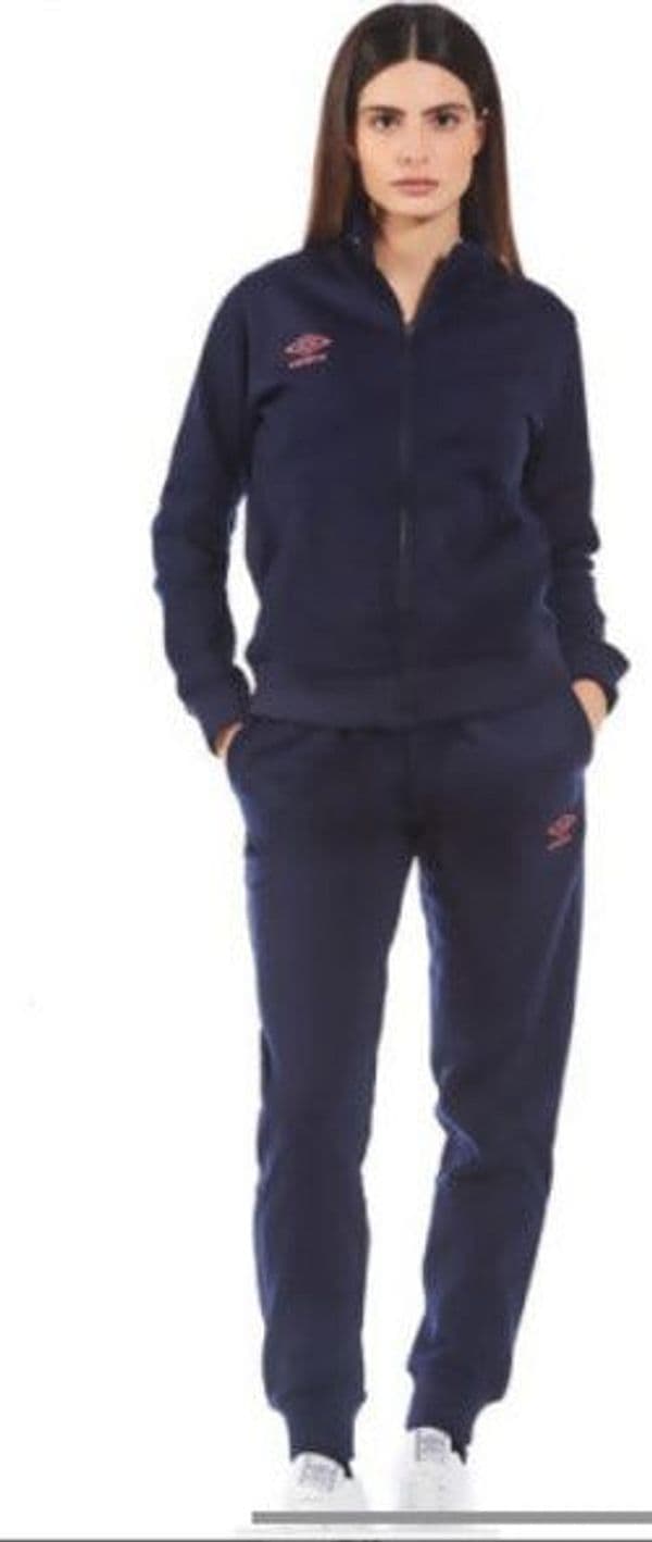 Umbro tuta donna cotone felpato full zip e polsini ideale per l'inverno e per il tempo libero