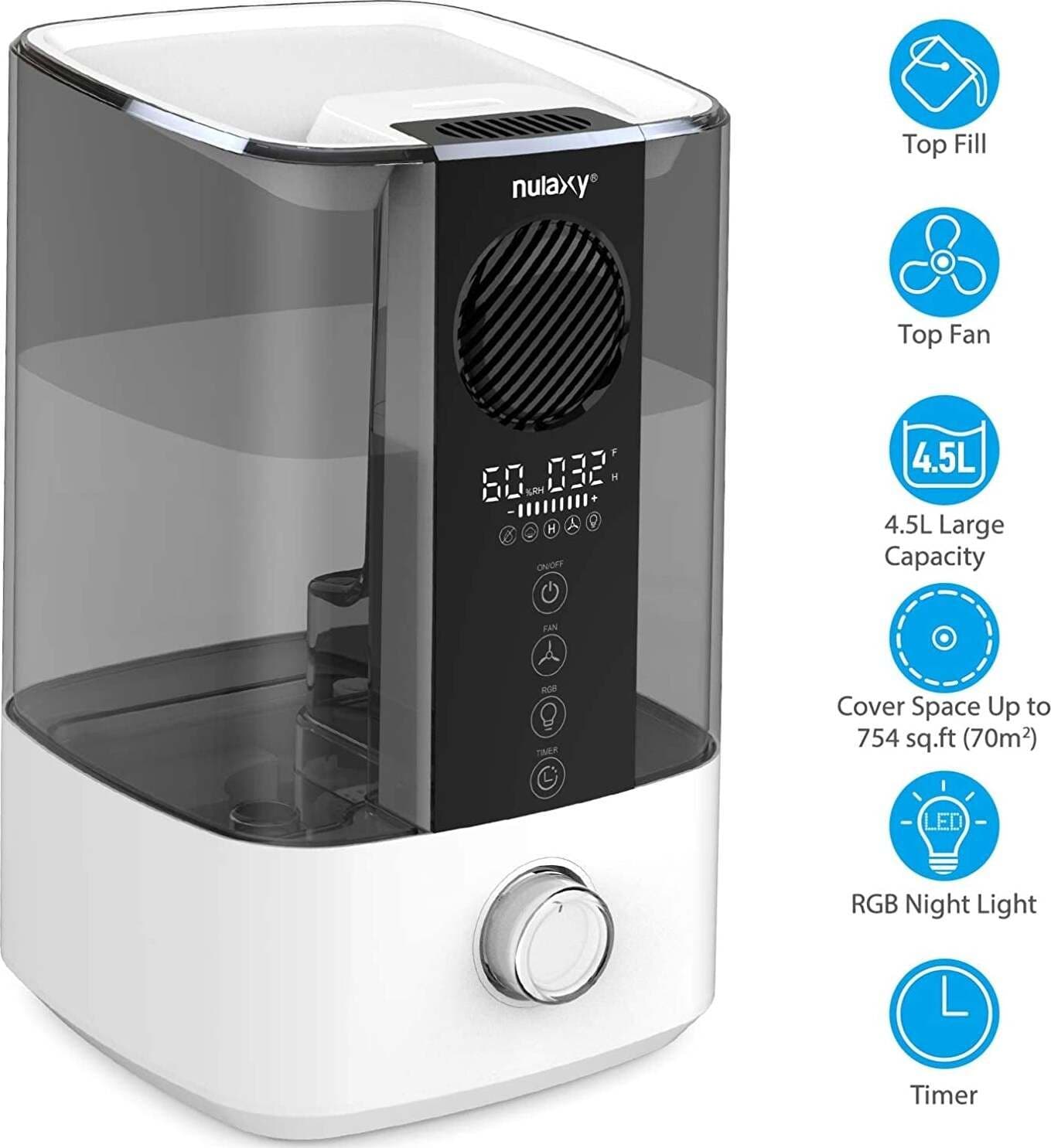 Umidificatore Ambiente Ultrasuoni Con Spegnimento Automatico Ventola in Alto Umidificatore 4.5l Fai da te/Prodotti per la costruzione/Riscaldamento e raffreddamento/Sistemi mobili di climatizzazione/Umidificatori BBuy - Battipaglia, Commerciovirtuoso.it