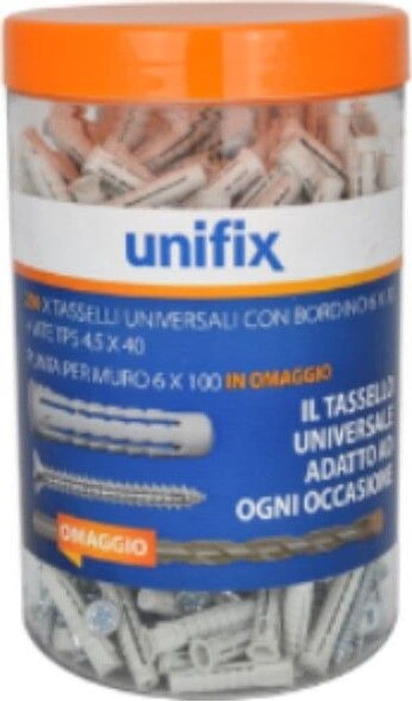 UNIFIX---TASSELLI-UNIVERSALI-CON-VITE-TESTA-PIANA-SVASATA-POZIDRIV-E-PUNTA-SUPRA-6X30MM-250PZ