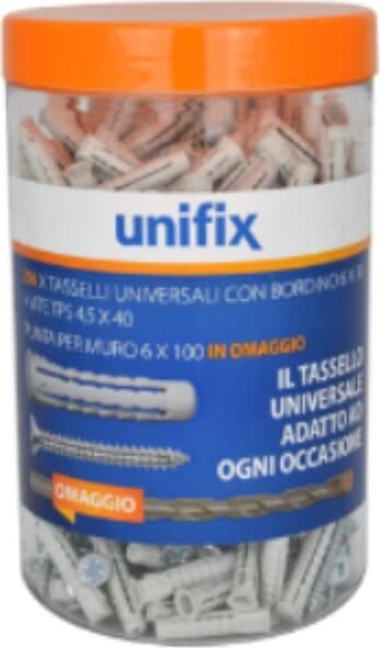 UNIFIX---TASSELLI-UNIVERSALI-CON-VITE-TESTA-PIANA-SVASATA-POZIDRIV-E-PUNTA-SUPRA-6X30MM-250PZ