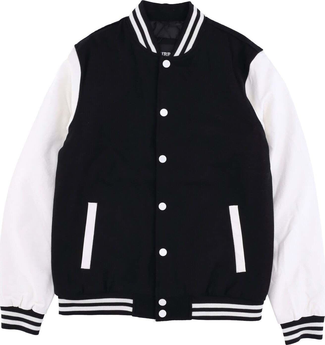 URBAN-CLASSICS-Giubbotto-College-Uomo-Oldschool-College-Jacket-Black/white-da-uomo
