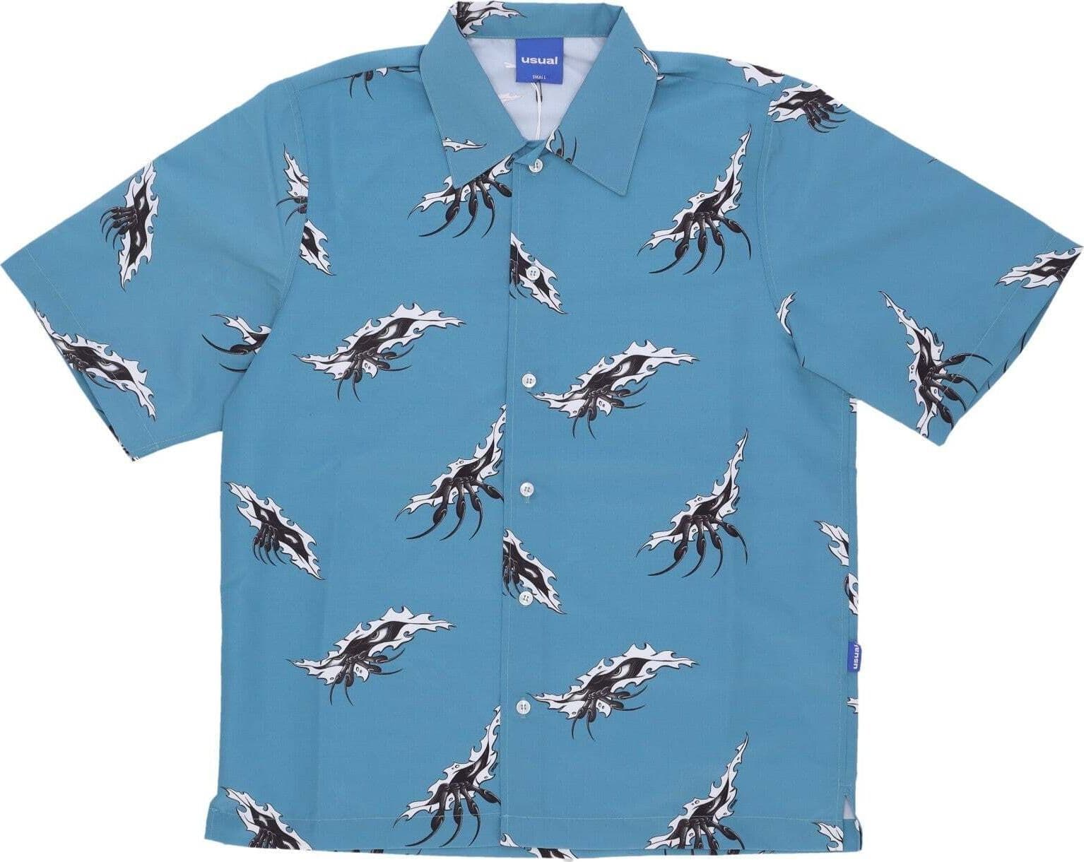 USUAL-Camicia-Manica-Corta-Uomo-Monster-Shirt-Bluette-da-uomo
