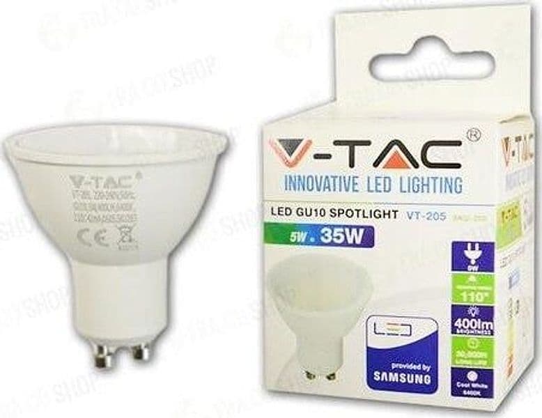 V-TAC PRO VT-205 LAMPADINA LED GU10 5W FARETTO SPOTLIGHT CHIP SAMSUNG 110°Luce Bianco Fredda/Naturale/Calda Illuminazione/Lampadine/Lampadine a LED Zencoccostore - Formia, Commerciovirtuoso.it