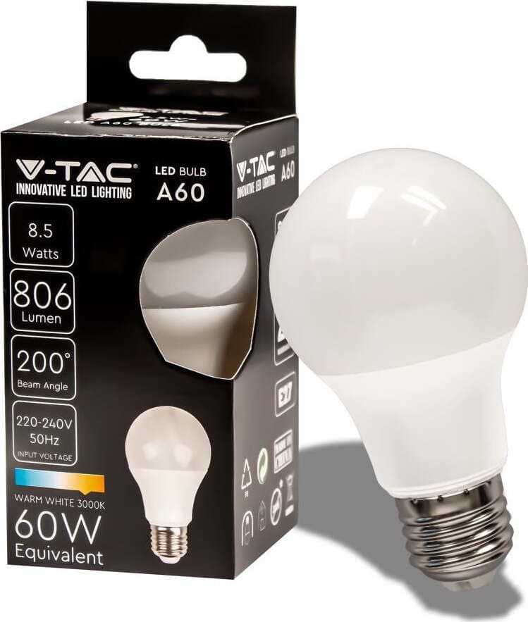 V-TAC VT-2099 LAMPADINA LED E27 8.5W BULB A60 GOCCIA SMD - SKU 217260 / 217261 / 217262 Illuminazione/Lampadine/Lampadine a LED Zencoccostore - Formia, Commerciovirtuoso.it