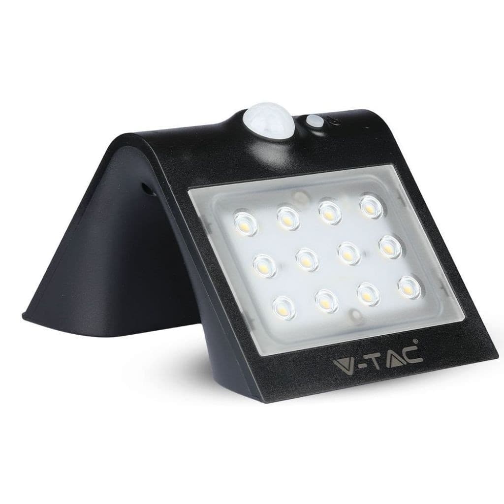 V-TAC VT-767-2 LAMPADA NERO DA MURO LED 1,5W CON PANNELLO SOLARE E SENSORE - SKU 8277-2 Illuminazione/Illuminazione per esterni/Lampade da parete Zencoccostore - Formia, Commerciovirtuoso.it