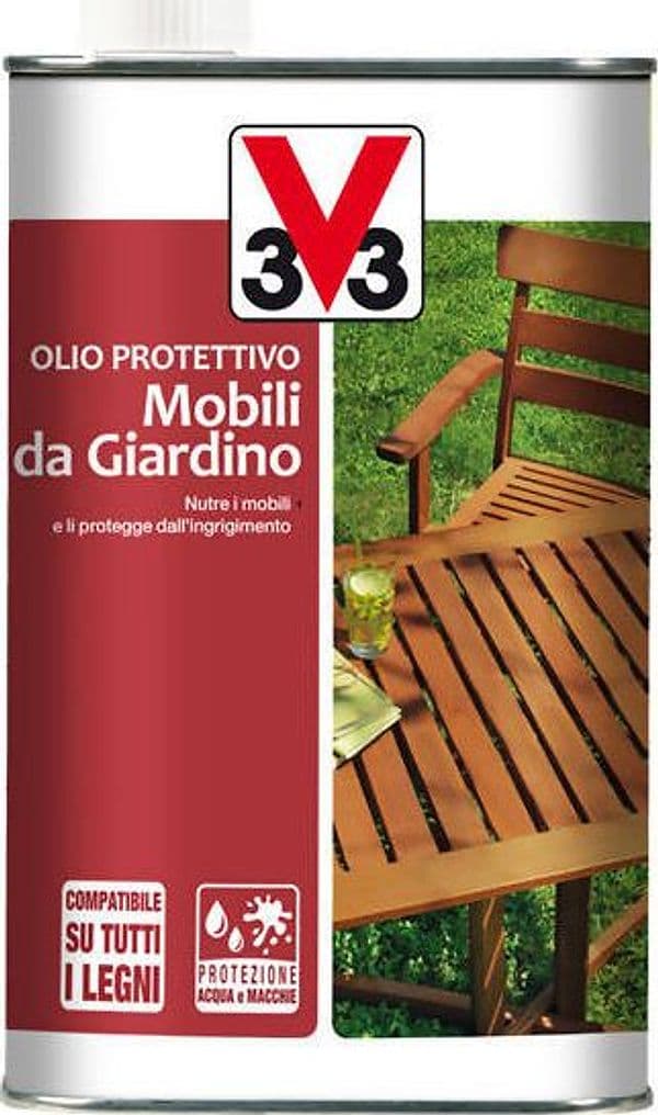 V33 Olio Protettivo Per Mobili Da Giardino 1lt Olio Mobili In Legno Esterni - V33 Trattamento Legno Mobili Esterni E Interni in Oli Fermarket Ferramenta Fai da te - Fabriano, commercioVirtuoso.it