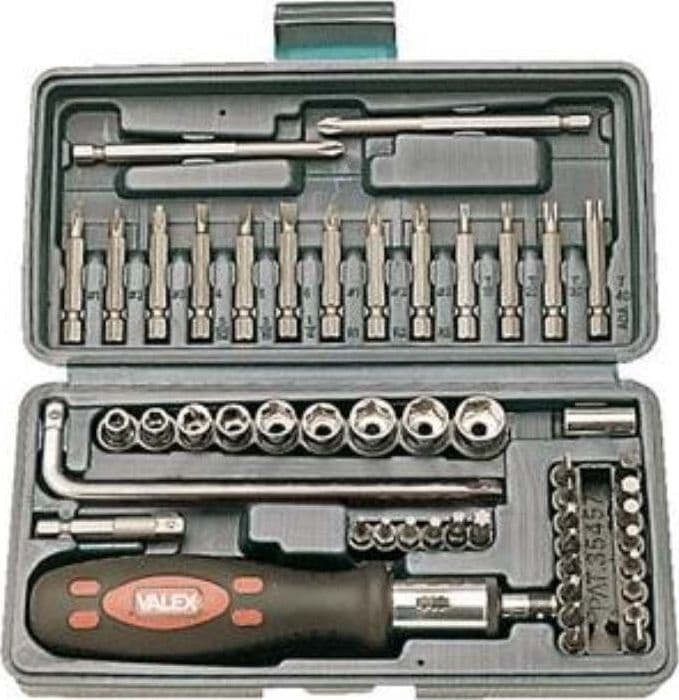 VALEX---52-PEZZI---CASSETTA-CACCIAVITI-PORTAINSERTI-A-CRICCHETTO---REVERSIBILE-CON-INSERTI-E-ACCESSORI
